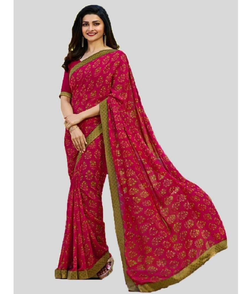 Gazal Fashions Chiffon Printed Saree With Unstitched Blouse Piece ( Red ) Gazal Fashions Chiffon Printed Saree With Unstitched Blouse Piece ( Red )