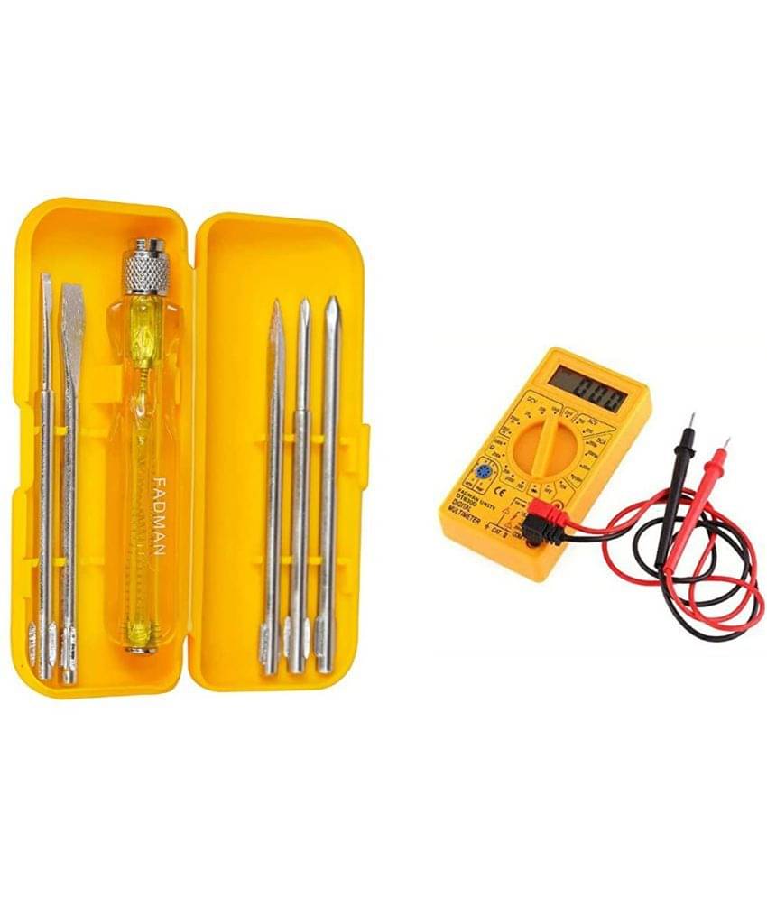     			Kadio Hand Tools Combo Set With 5Pcs Screwdriver Set and Digital Multimeter (Multicolor, Heavy Duty)(Set of 2)