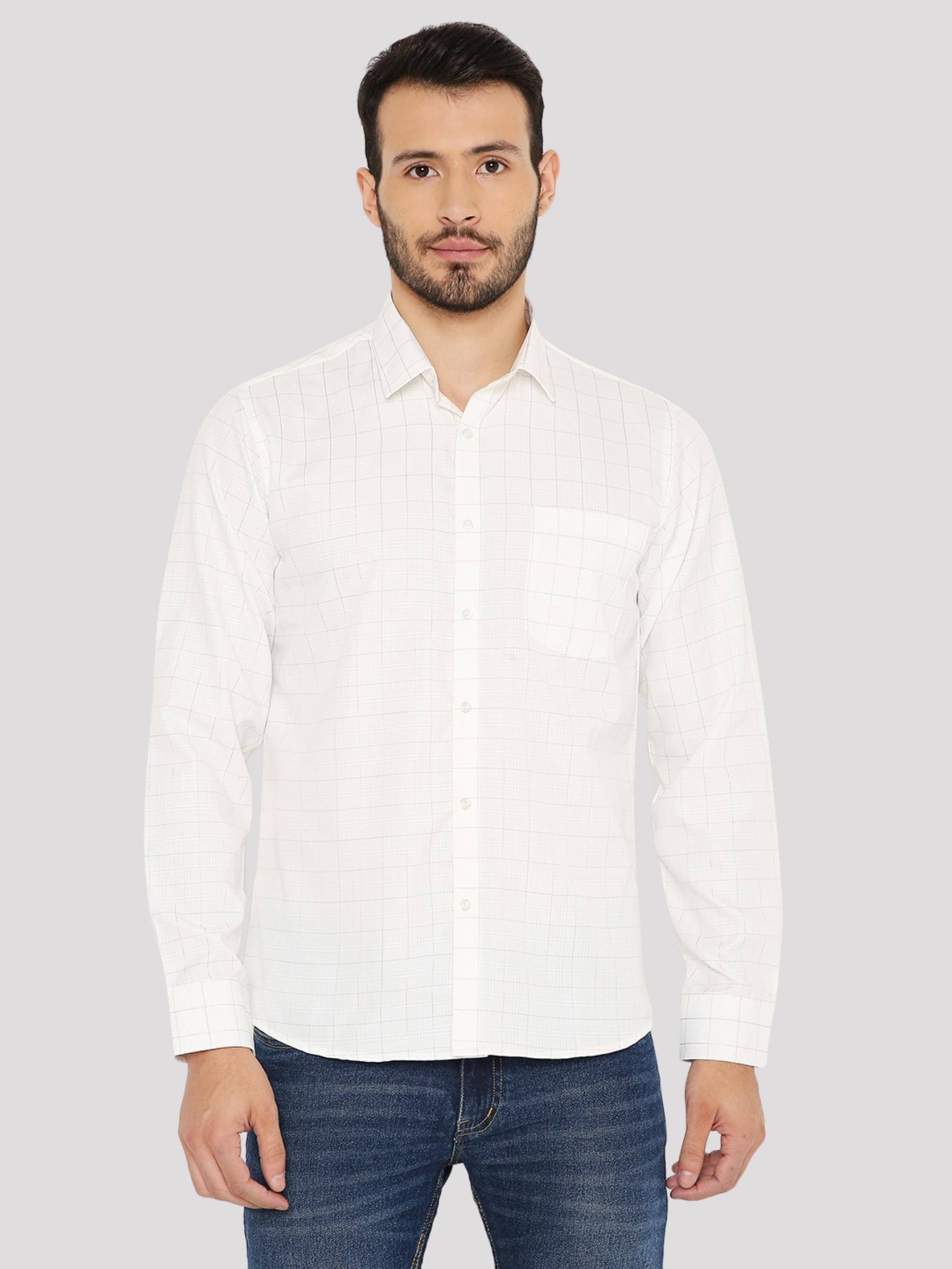 Maharaja - Cream Polyester Blend Slim Fit Men's Formal Shirt ( Pack of 1 ) Maharaja - Cream Polyester Blend Slim Fit Men's Formal Shirt ( Pack of 1 )