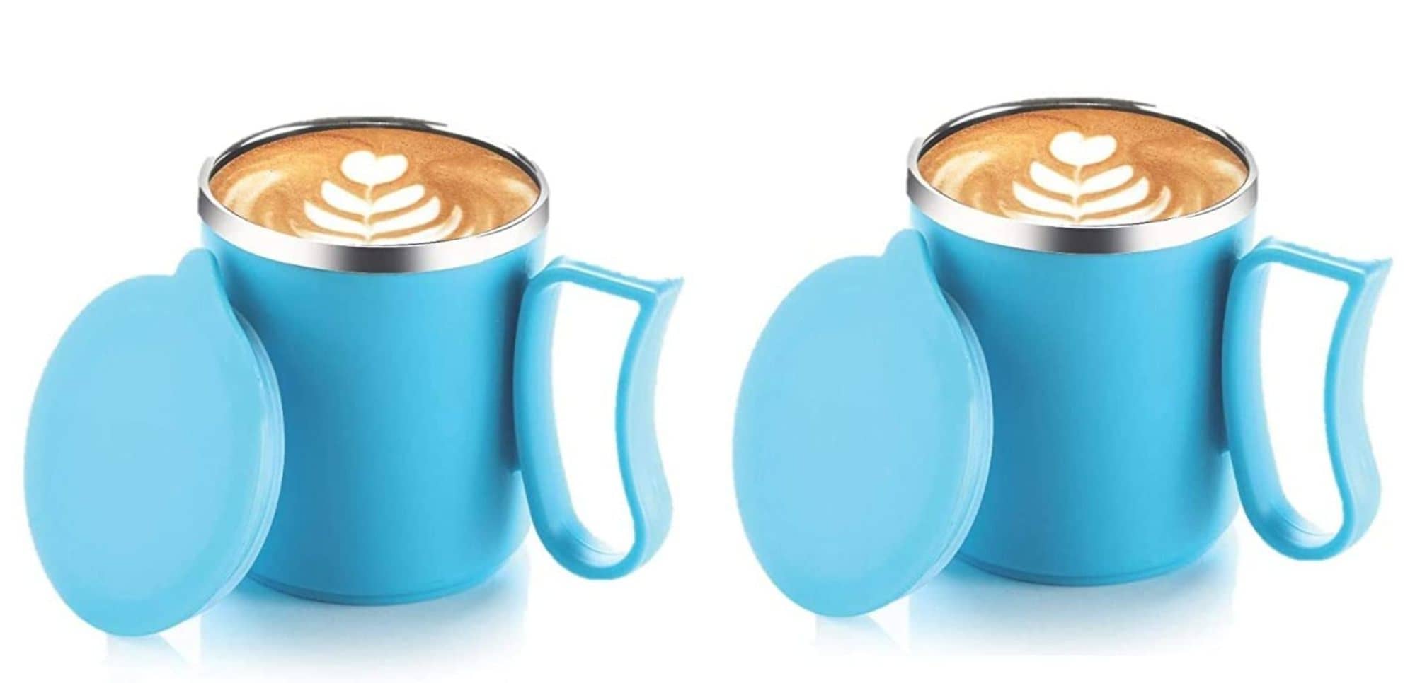 NCMART - Multi Color Steel Coffee Mug ( Pack of 2 )
