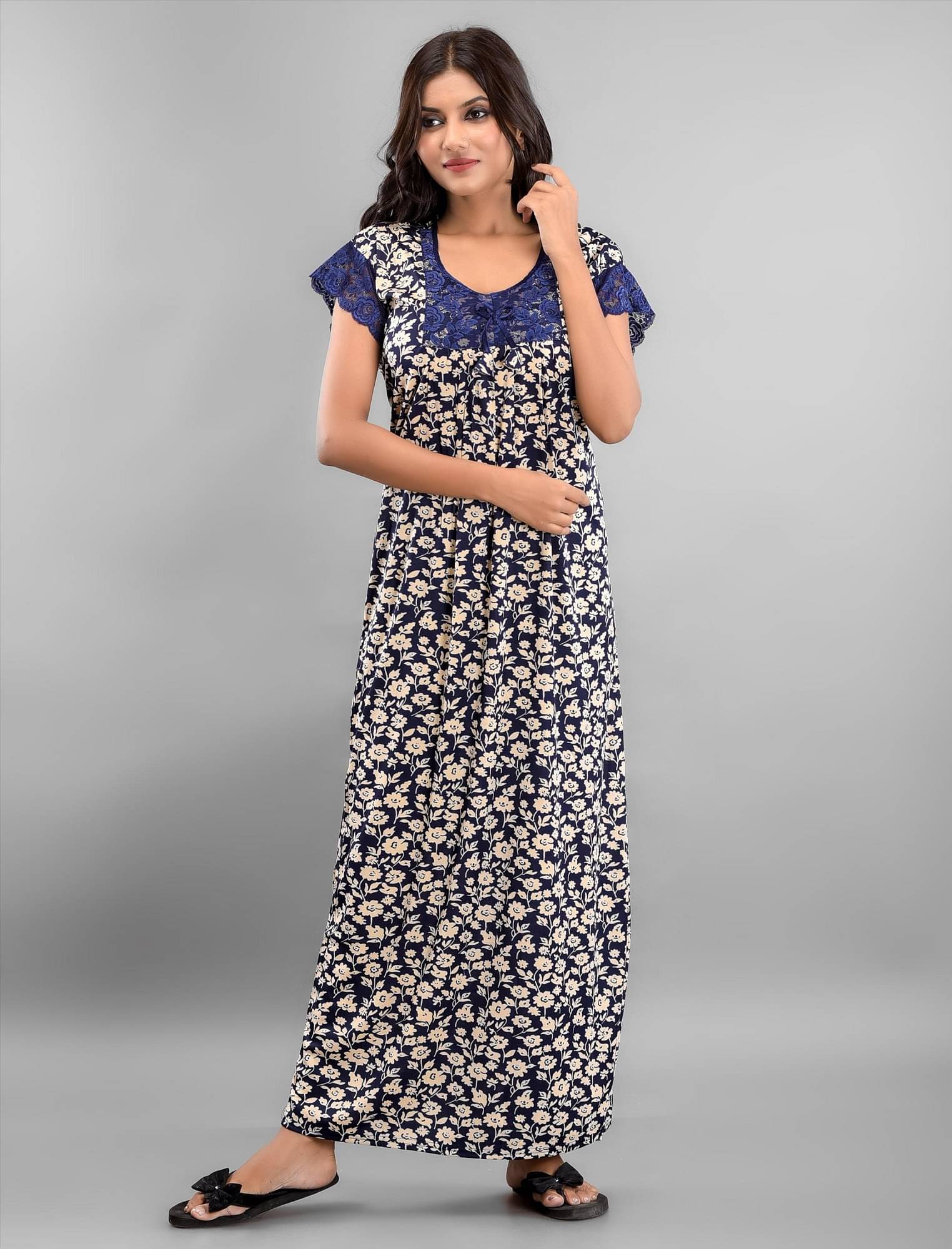     			Raj - Blue Satin Women's Nightwear Nighty & Night Gowns ( Pack of 1 )