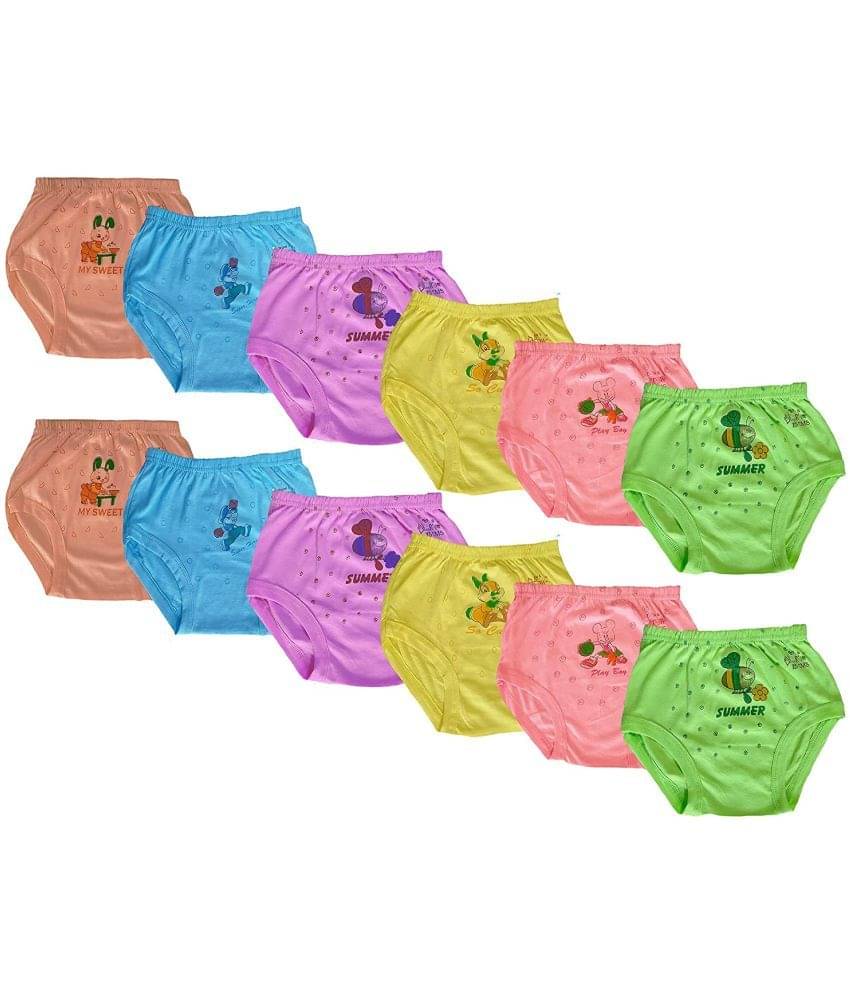     			LITTLE PANDA Pack of 10 Unisex for Baby 100% Cotton Panties ( Multi Color )
