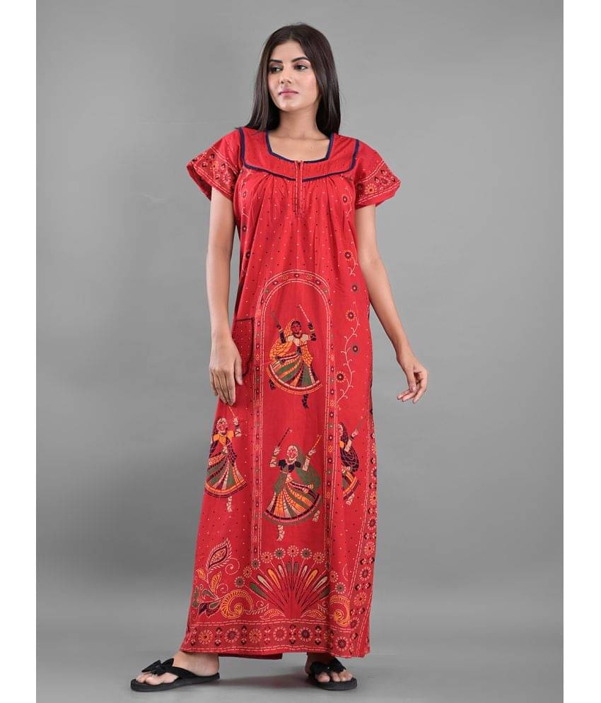     			Apratim - Red Cotton Women's Nightwear Nighty & Night Gowns ( Pack of 1 )