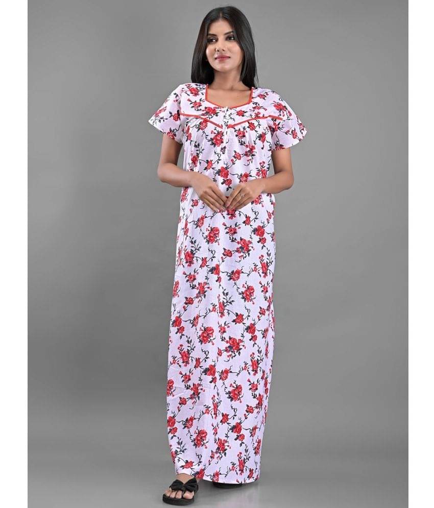     			Apratim - White Cotton Women's Nightwear Nighty & Night Gowns ( Pack of 1 )