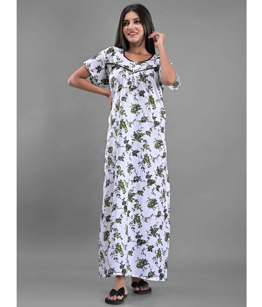     			Apratim - White Cotton Women's Nightwear Nighty & Night Gowns ( Pack of 1 )