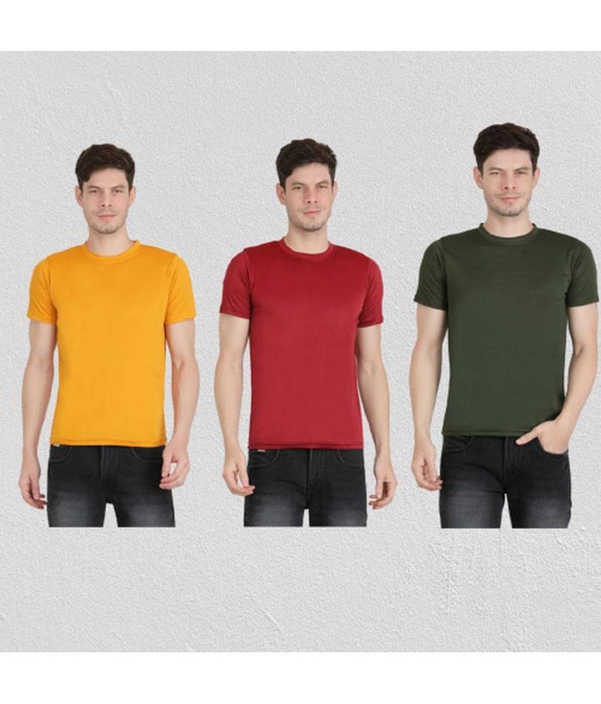     			Ben Toi Pack of 3 Polyester Regular Fit Men's T-Shirt ( Olive )