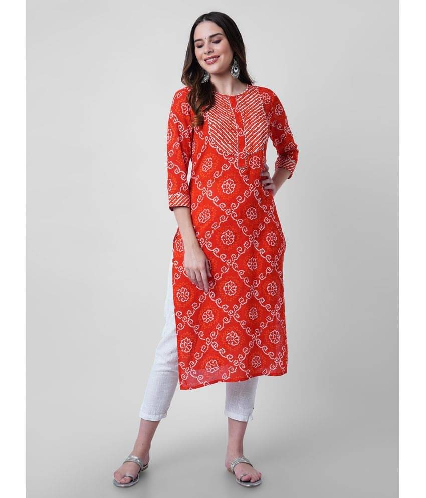     			GOD BLESS - Orange Rayon Women's Straight Kurti ( Pack of 1 )