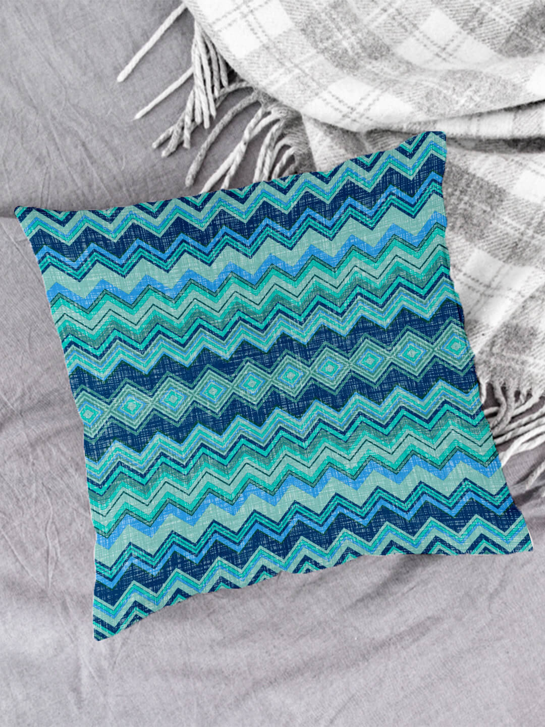     			Houzzcode - Water Repellent Blue Polyester Pillow Covers 40x40x3 ( Pack of 1 )