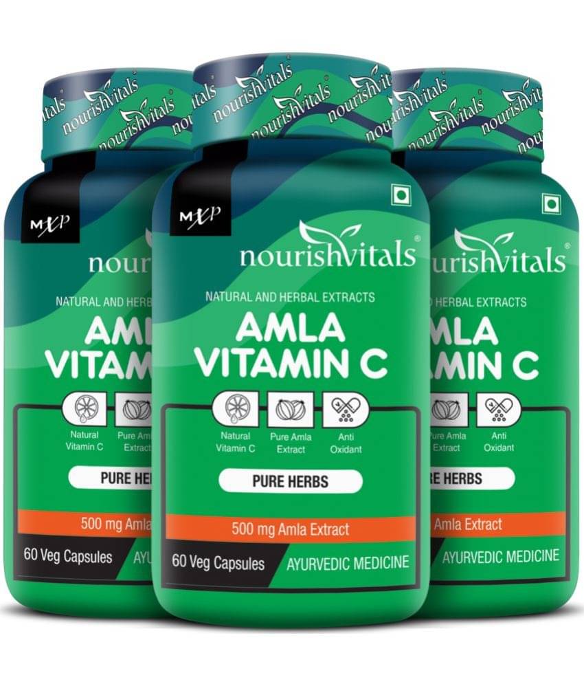 NourishVitals Amla Vitamin C with Tannins > 25% Pure Herbs, 500 mg Amla Extract 60 Veg Capsules (Pack Of 3)     			NourishVitals Amla Vitamin C with Tannins > 25% Pure Herbs, 500 mg Amla Extract 60 Veg Capsules (Pack Of 3)
