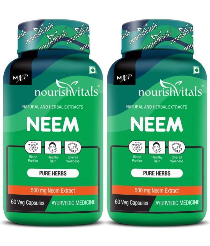 NourishVitals Neem Pure Herbs, 500 mg Neem Extract, Blood Purifier & For Healthy Skin, 60 Veg Capsules (Pack Of 2)     			NourishVitals Neem Pure Herbs, 500 mg Neem Extract, Blood Purifier & For Healthy Skin, 60 Veg Capsules (Pack Of 2)