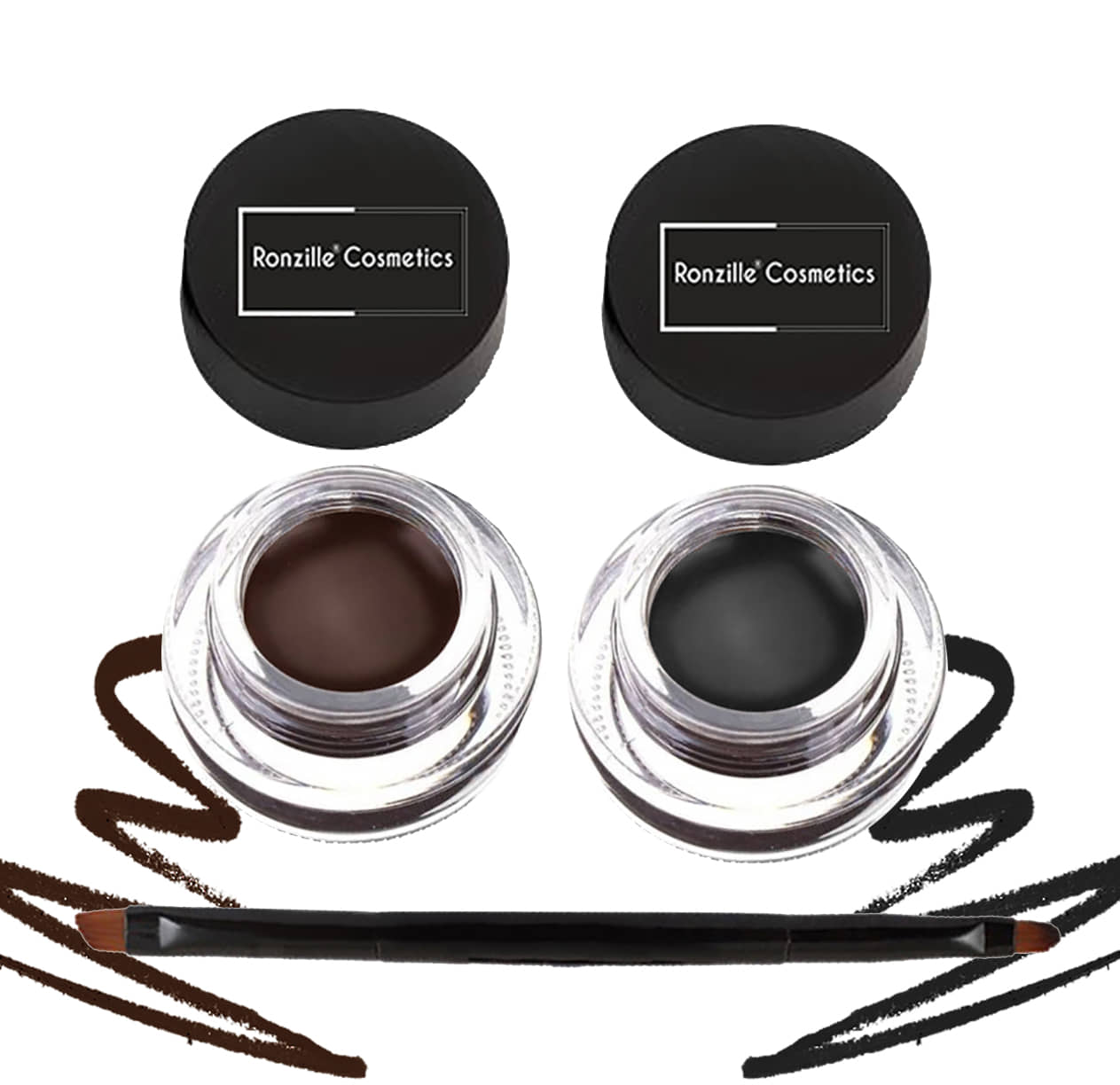Ronzille Gel Kajal black brown with brush - Makeup - Eyes | Buy online on ZillyBuy