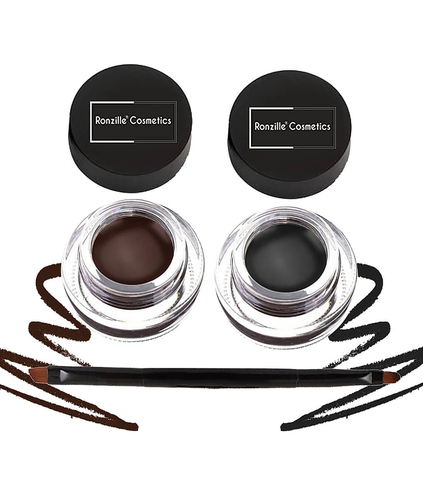 Ronzille Gel Kajal black brown with brush - Makeup - Eyes | Buy online on ZillyBuy
