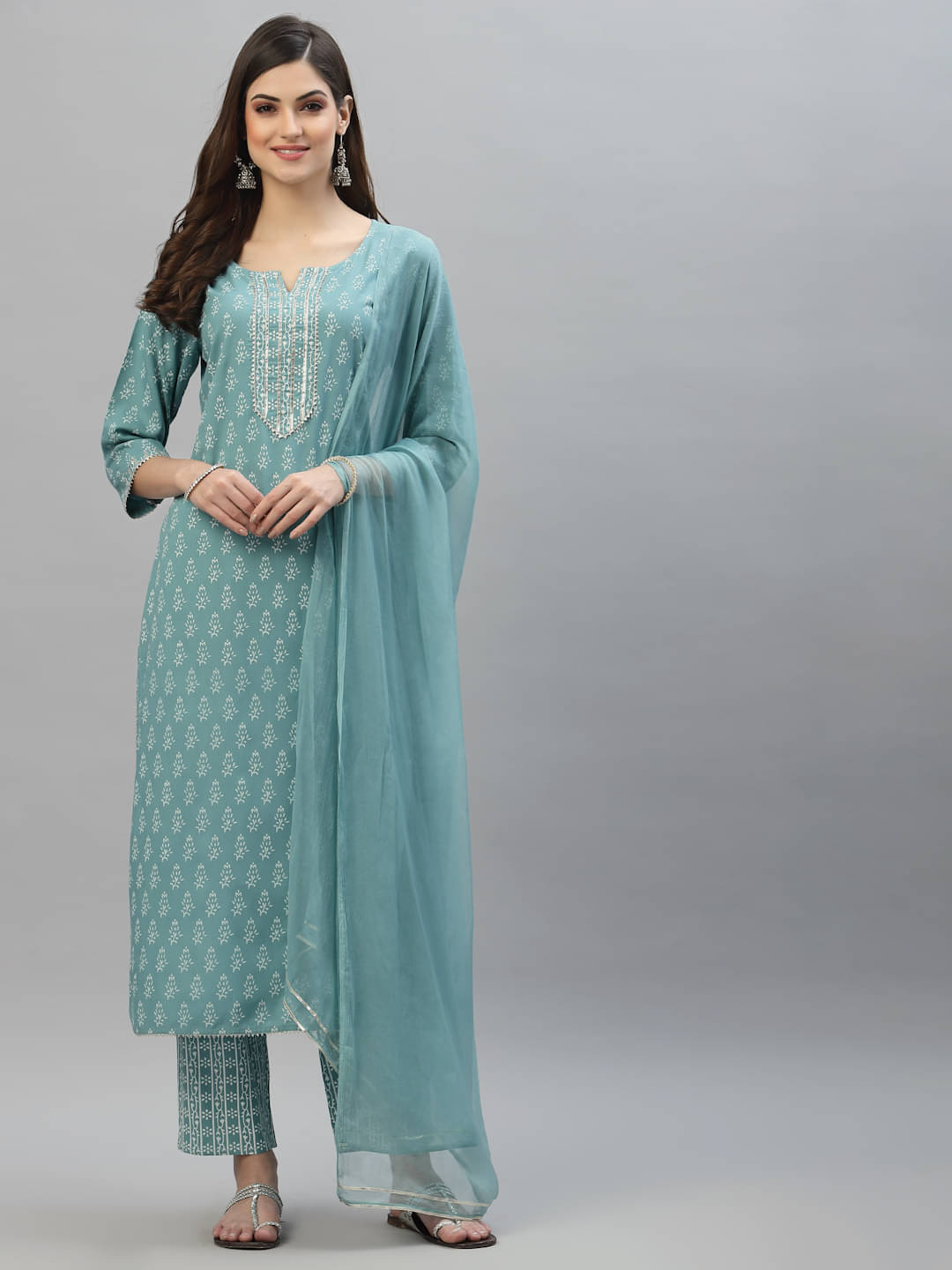     			Stylum - Blue Straight Rayon Women's Stitched Salwar Suit ( Pack of 1 )