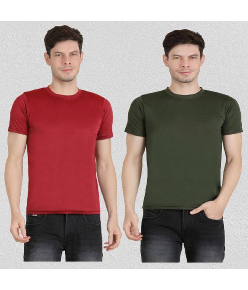     			Ben Toi Pack of 2 Polyester Regular Fit Men's T-Shirt ( Olive )