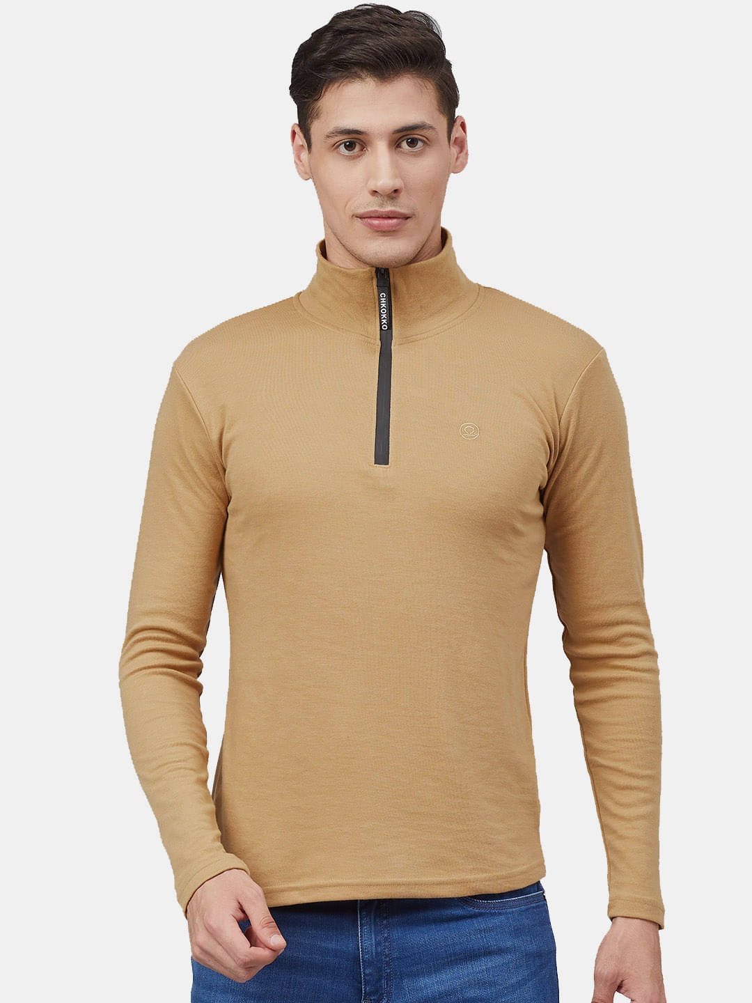 Chkokko Pack of 1 Cotton Blend Regular Fit Men's T-Shirt ( Beige ) Chkokko Pack of 1 Cotton Blend Regular Fit Men's T-Shirt ( Beige )