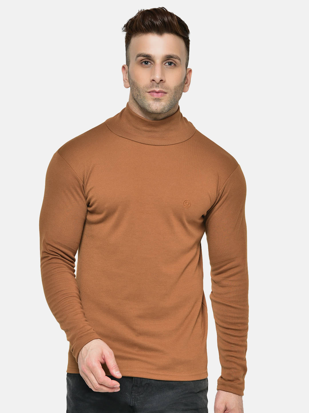 Chkokko Pack of 1 Cotton Blend Regular Fit Men's T-Shirt ( Brown ) Chkokko Pack of 1 Cotton Blend Regular Fit Men's T-Shirt ( Brown )