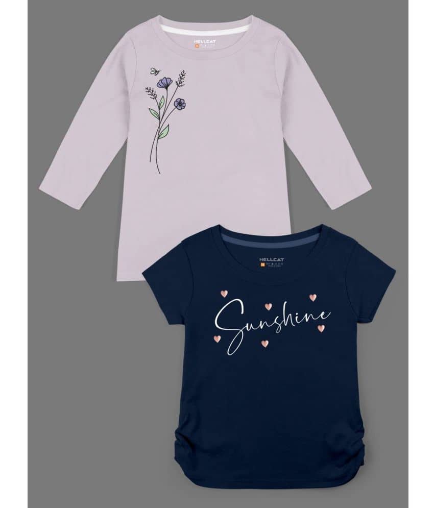 HELLCAT Pack of 2 Girls Cotton Blend T-Shirt ( Multi )
