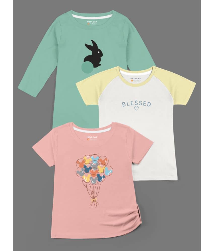 HELLCAT - Multicolor Cotton Blend Girls T-Shirt ( Pack of 3 )