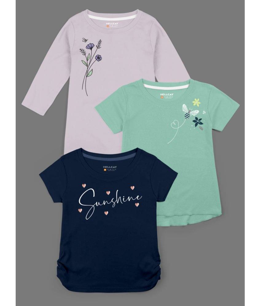     			HELLCAT - Multicolor Cotton Blend Girls T-Shirt ( Pack of 3 )
