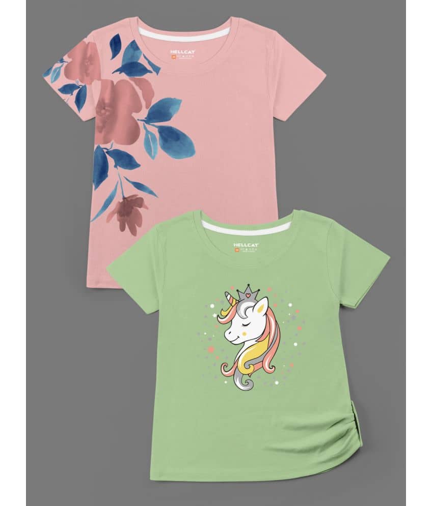HELLCAT - Multicolor Cotton Blend Girls T-Shirt ( Pack of 2 )