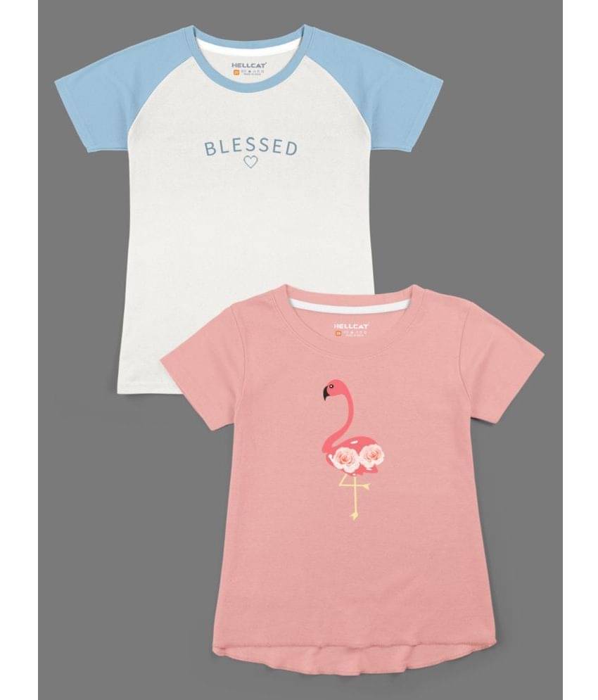     			HELLCAT Pack of 2 Girls Cotton Blend T-Shirt ( Multicolor )