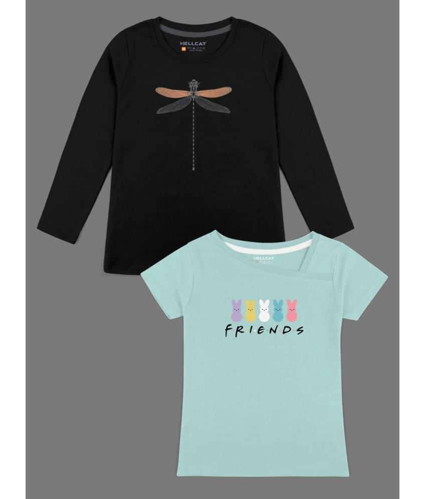     			HELLCAT Pack of 2 Girls Cotton Blend T-Shirt ( Multicolor )