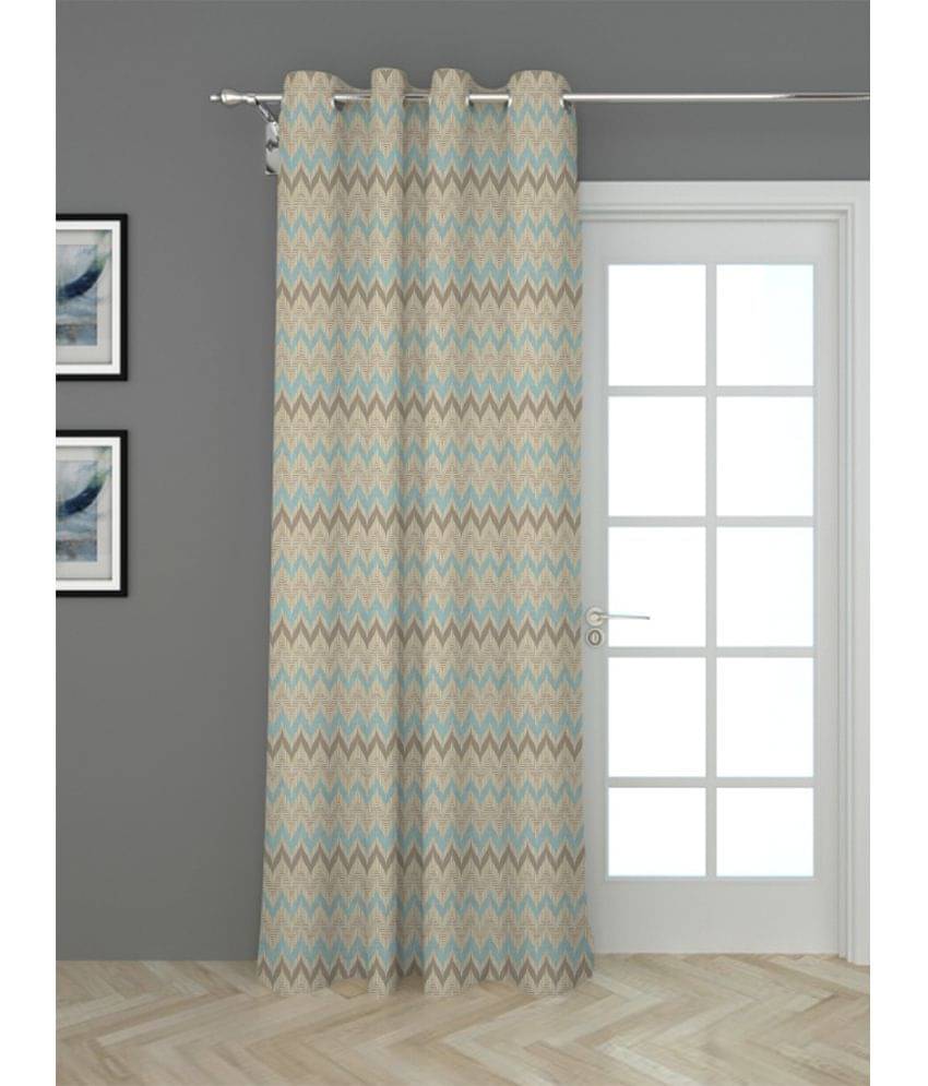     			Houzzcode - Blue Polyester Geometric Long Door Curtain ( Pack of 1 )