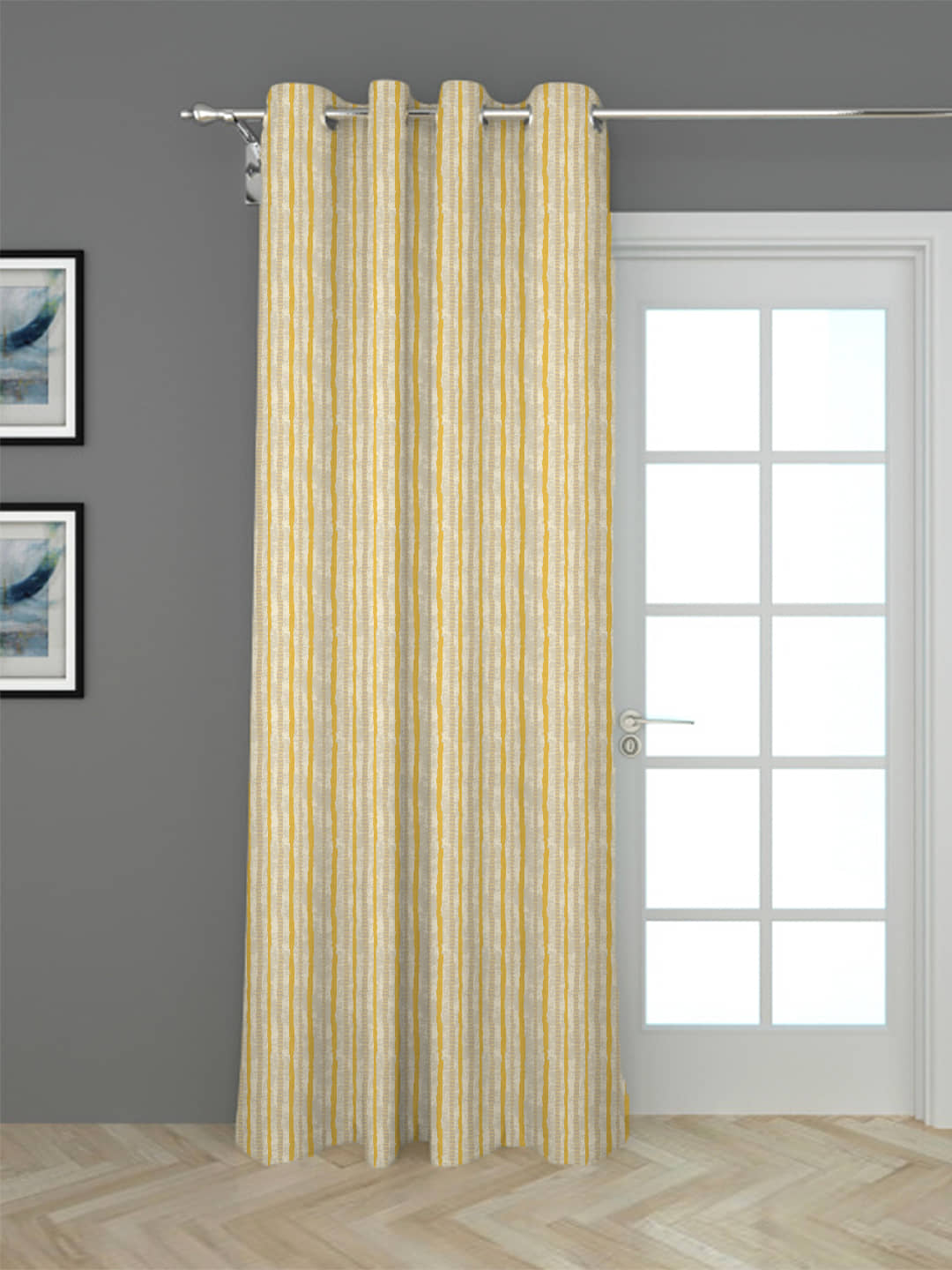 Houzzcode - Brown Polyester Striped Window Curtain ( Pack of 1 )