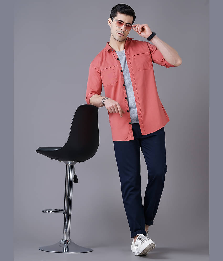 K-LARA - Pink Cotton Slim Fit Men's Casual Shirt ( Pack of 1 )