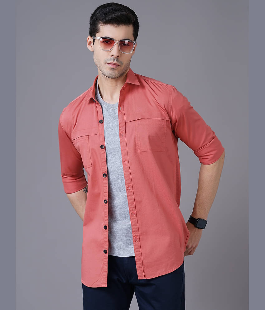 K-LARA - Pink Cotton Slim Fit Men's Casual Shirt ( Pack of 1 )