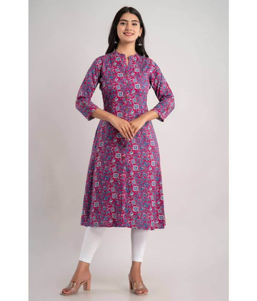 MAUKA - Pink Rayon Women's Front Slit Kurti ( Pack of 1 ) MAUKA - Pink Rayon Women's Front Slit Kurti ( Pack of 1 )