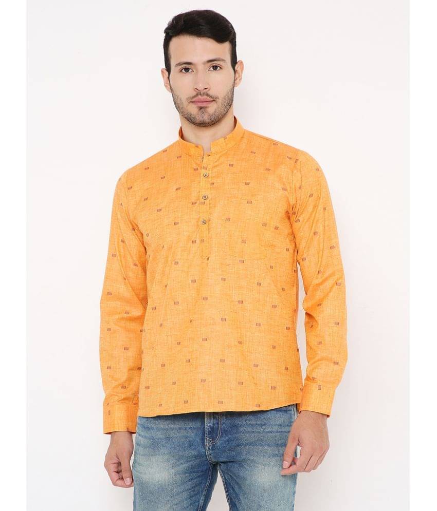     			Maharaja - Orange Linen Men's Shirt Style Kurta ( Pack of 1 )