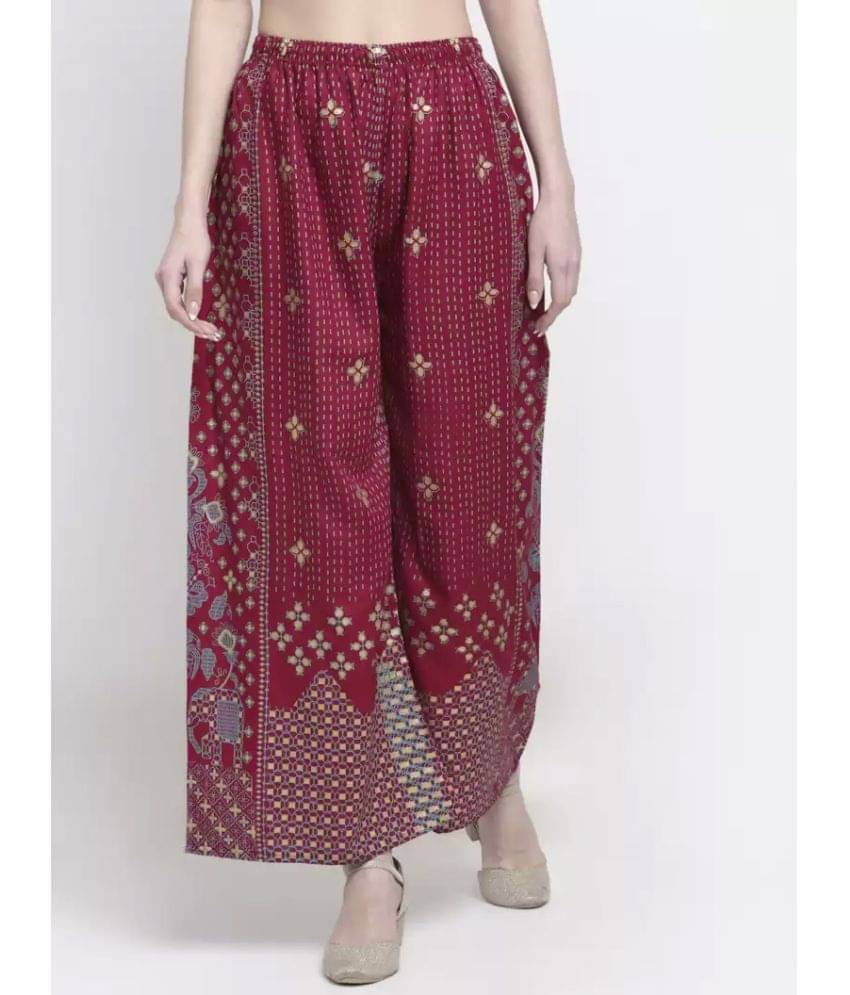     			OMAYA - Maroon Rayon Flared Women's Palazzos ( Pack of 1 )