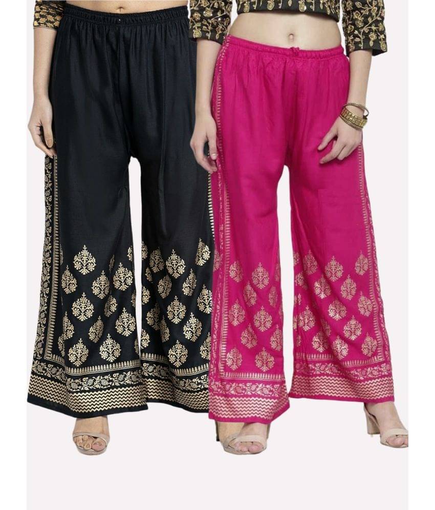 OMAYA - Pink Rayon Wide leg Women's Palazzos ( Pack of 2 )     			OMAYA - Pink Rayon Wide leg Women's Palazzos ( Pack of 2 )