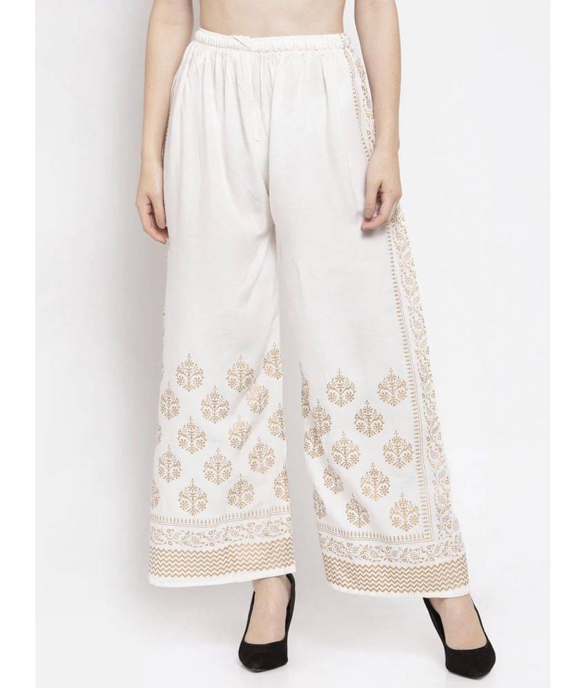     			OMAYA - White Rayon Flared Women's Palazzos ( Pack of 1 )