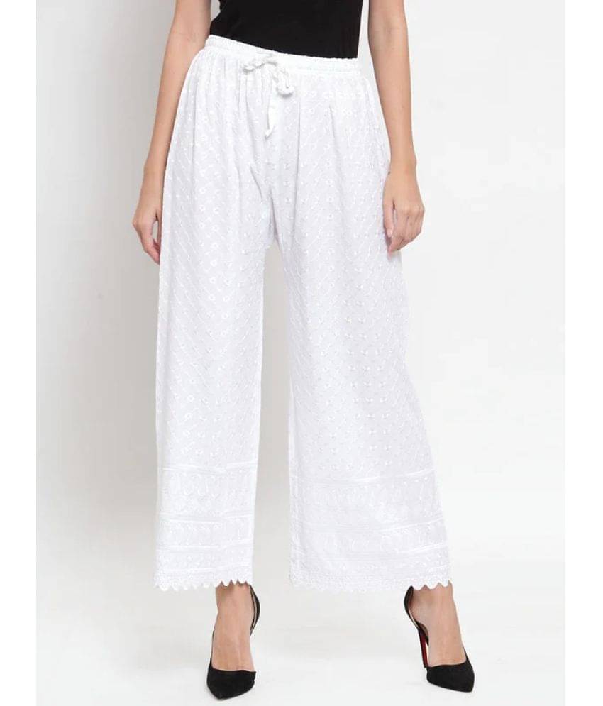     			OMAYA - White Rayon Straight Women's Palazzos ( Pack of 1 )