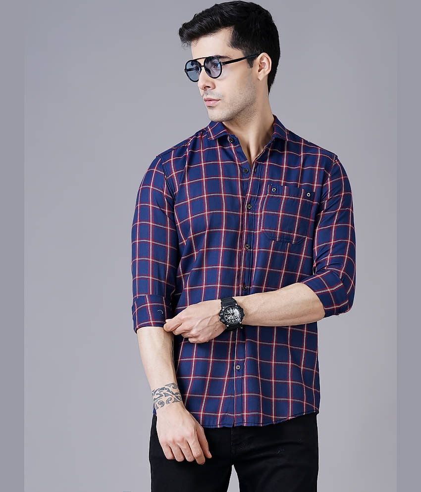 Paul Street - Blue Cotton Blend Slim Fit Men's Casual Shirt ( Pack of 1 )