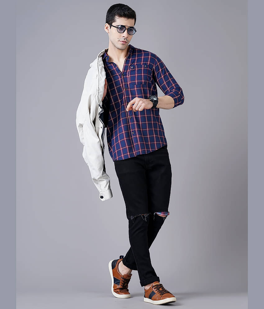 Paul Street - Blue Cotton Blend Slim Fit Men's Casual Shirt ( Pack of 1 )