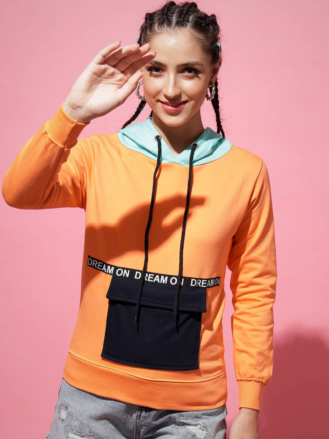     			The Dry State Women Fleece Sweatshirt ( Orange )