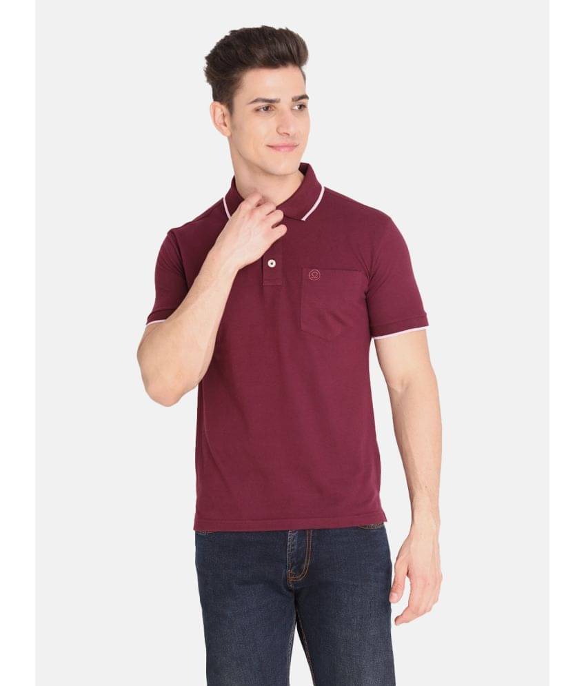     			Chkokko Pack of 1 Cotton Blend Regular Fit Solid Half Sleeves Men's Polo T Shirt ( Wine )