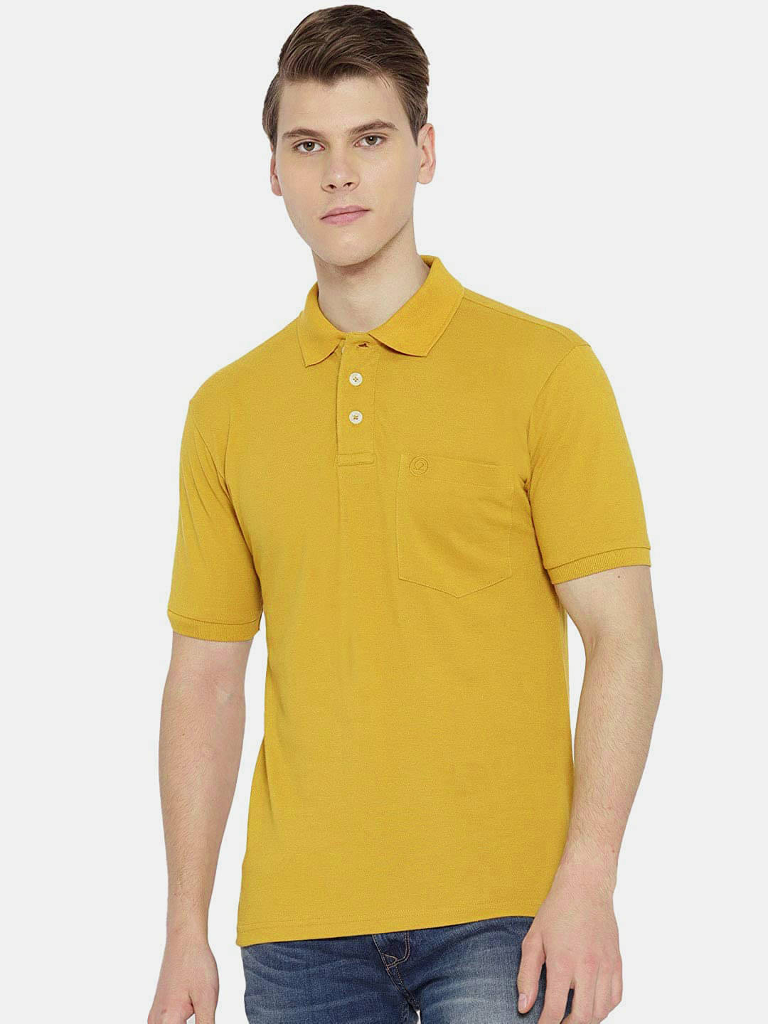     			Chkokko Pack of 1 Cotton Blend Regular Fit Solid Half Sleeves Men's Polo T Shirt ( Yellow )