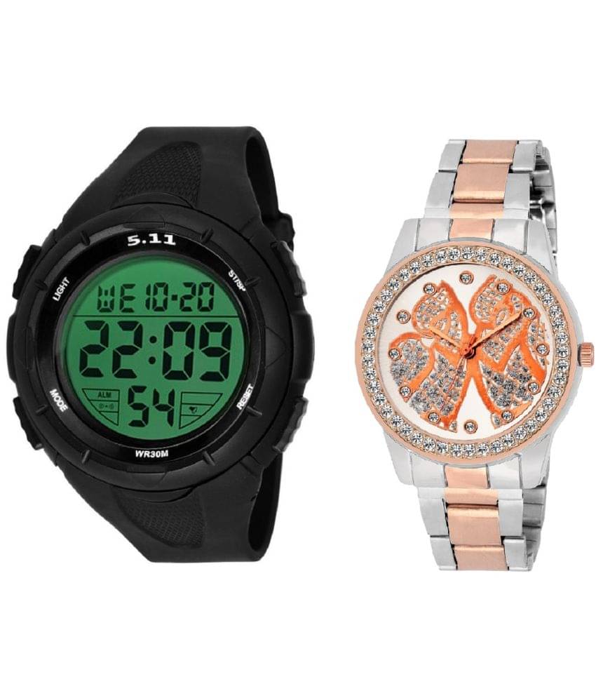     			Cosmic - Black PU Analog-Digital Couple's Watch