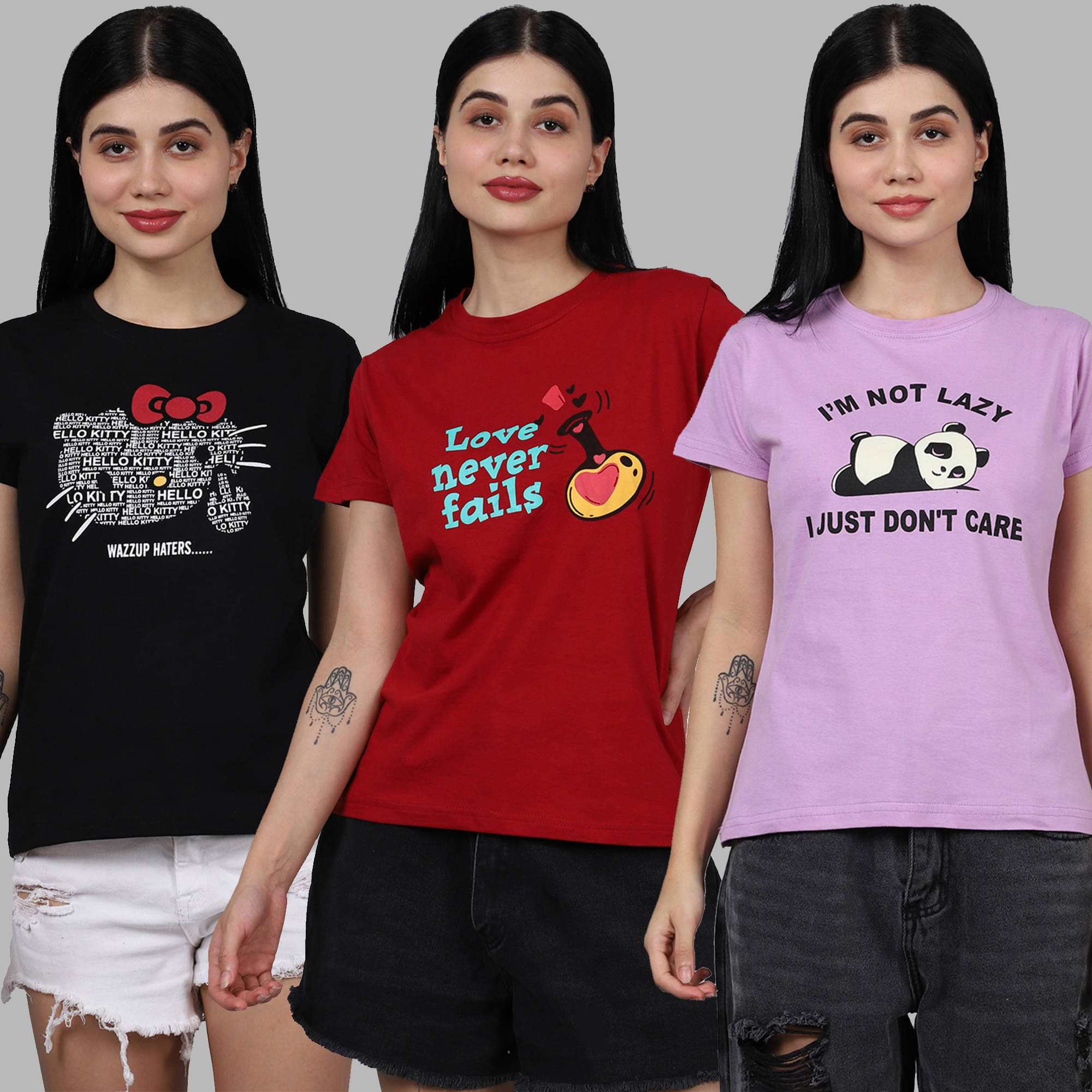 Fabflee Women Cotton Printed Regular Fit Round Neck T-Shirt ( Multi Color ) Fabflee Women Cotton Printed Regular Fit Round Neck T-Shirt ( Multi Color )