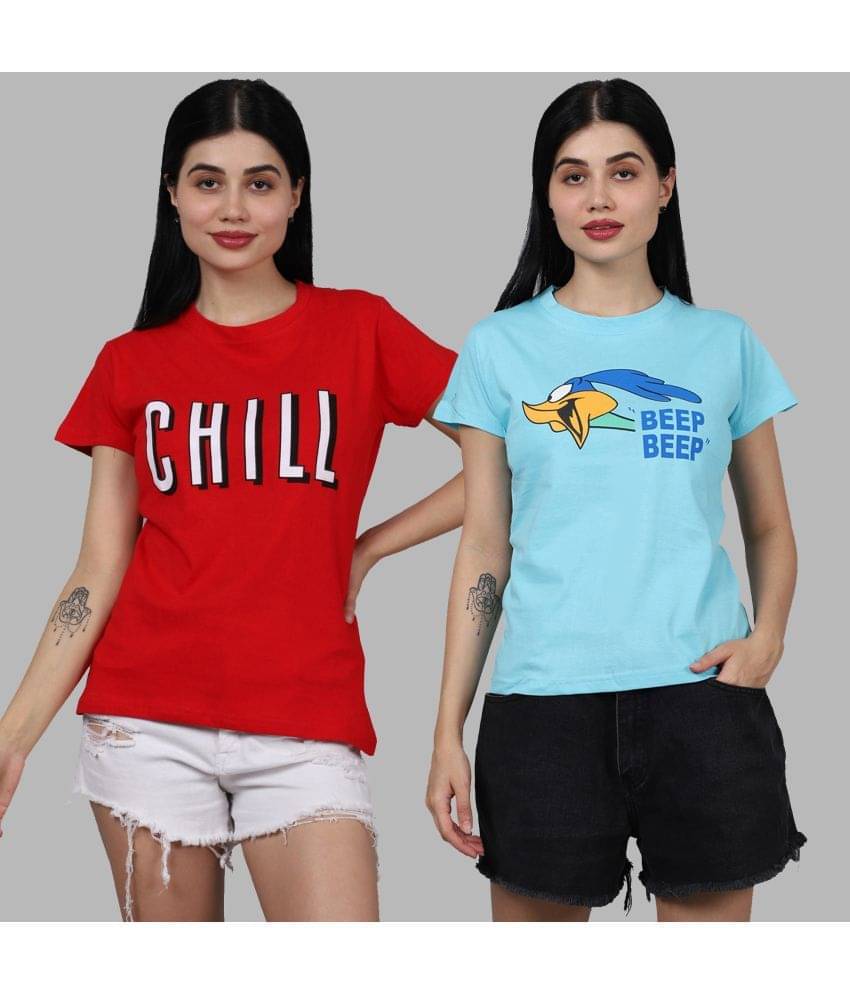Fabflee Women Cotton Printed Regular Fit Round Neck T-Shirt ( Multi Color ) Fabflee Women Cotton Printed Regular Fit Round Neck T-Shirt ( Multi Color )