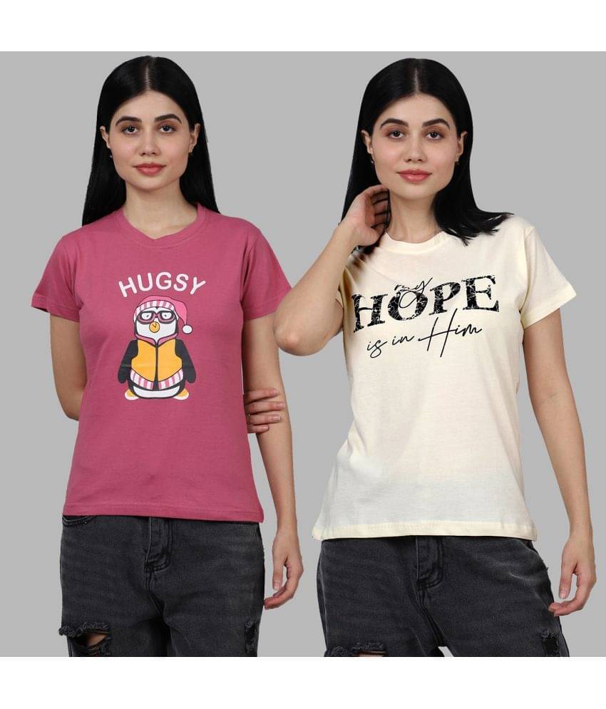 Fabflee Women Cotton Printed Regular Fit Round Neck T-Shirt ( Multicolor ) Fabflee Women Cotton Printed Regular Fit Round Neck T-Shirt ( Multicolor )