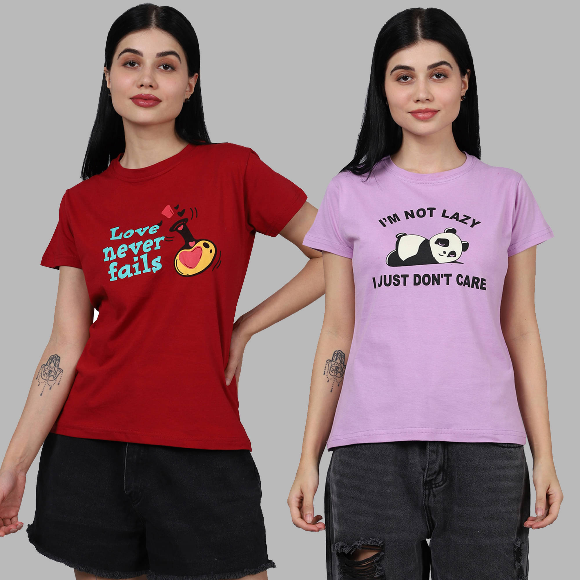 Fabflee Women Cotton Printed Regular Fit Round Neck T-Shirt ( Multicolor ) Fabflee Women Cotton Printed Regular Fit Round Neck T-Shirt ( Multicolor )