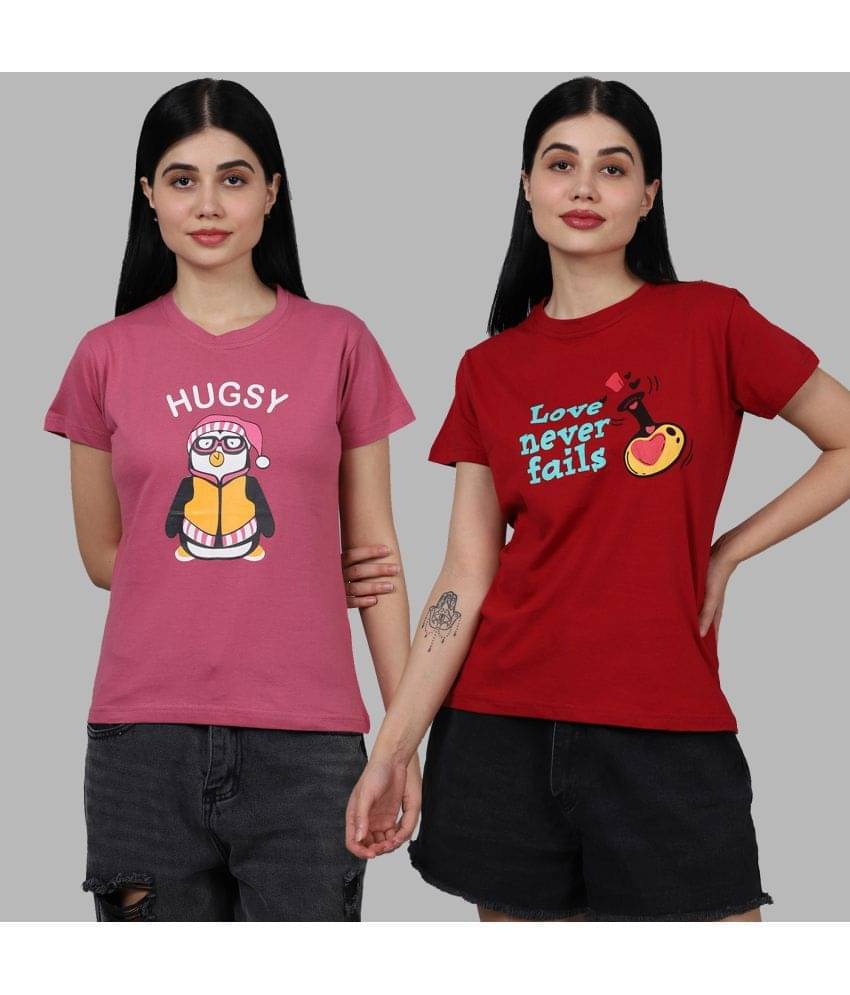 Fabflee Women Cotton Printed Regular Fit Round Neck T-Shirt ( Multicolor ) Fabflee Women Cotton Printed Regular Fit Round Neck T-Shirt ( Multicolor )