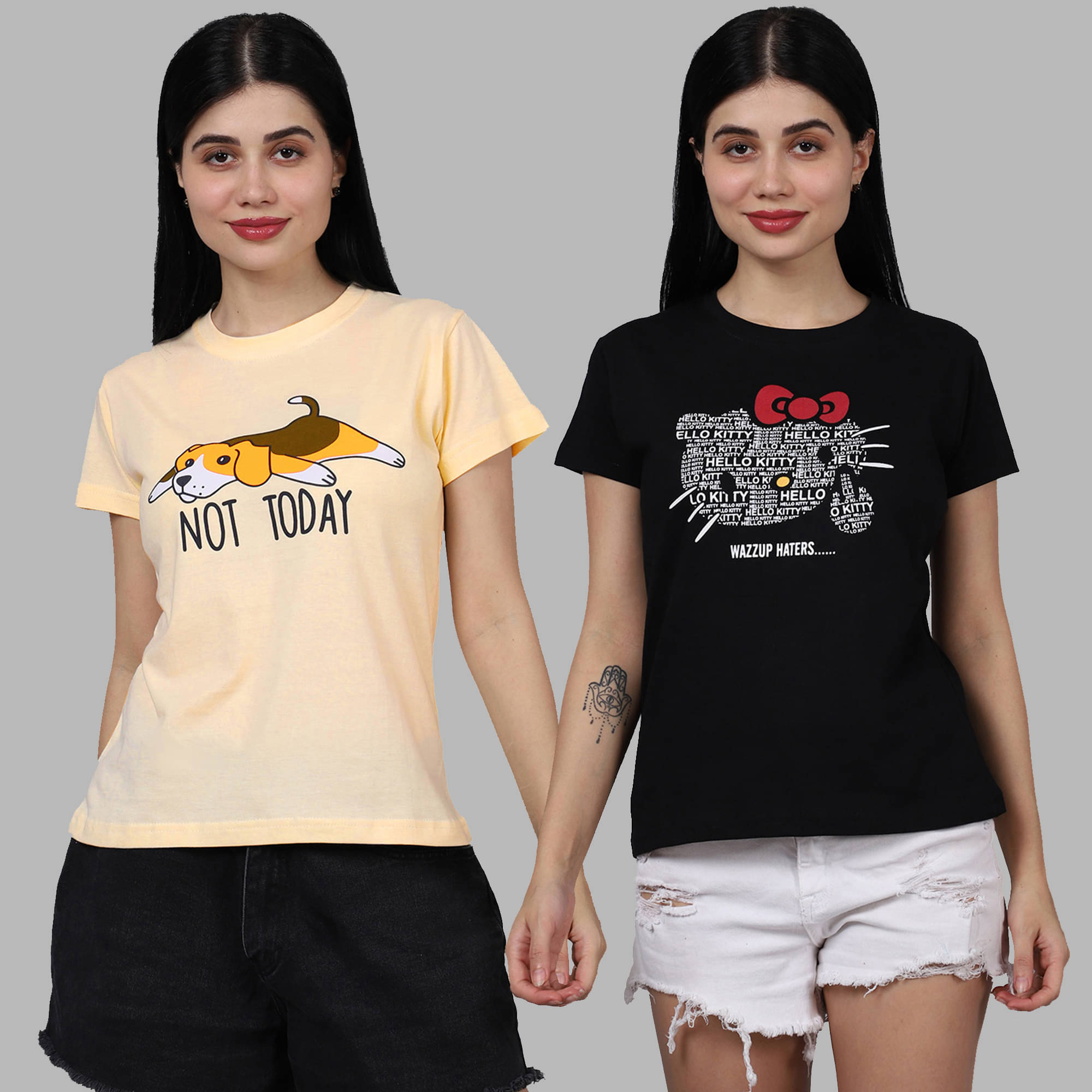 Fabflee Women Cotton Printed Regular Fit Round Neck T-Shirt ( Multicolor ) Fabflee Women Cotton Printed Regular Fit Round Neck T-Shirt ( Multicolor )