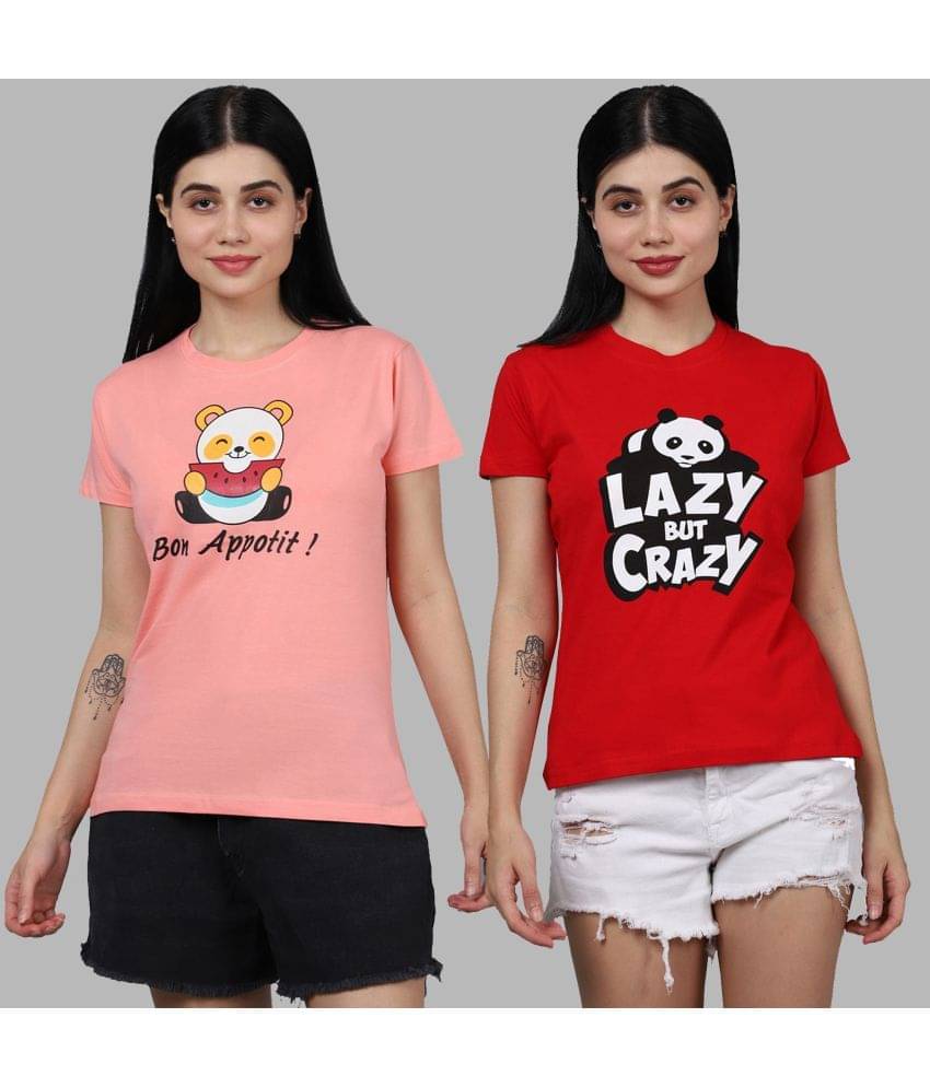 Fabflee Women Cotton Printed Regular Fit Round Neck T-Shirt ( Multicolor ) Fabflee Women Cotton Printed Regular Fit Round Neck T-Shirt ( Multicolor )