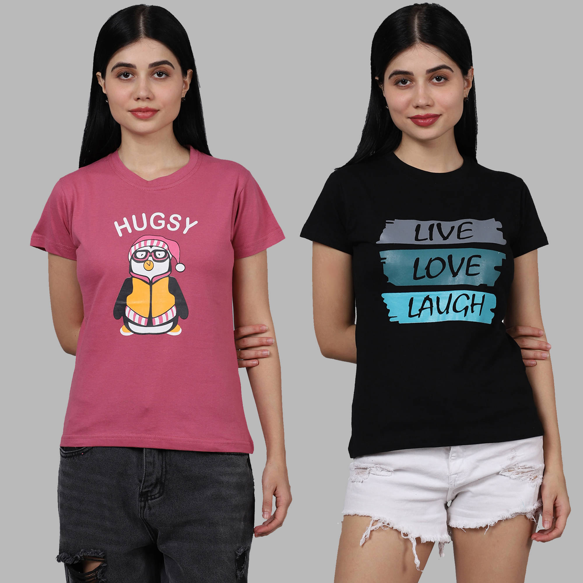 Fabflee Women Cotton Printed Regular Fit Round Neck T-Shirt ( Multicolor ) Fabflee Women Cotton Printed Regular Fit Round Neck T-Shirt ( Multicolor )